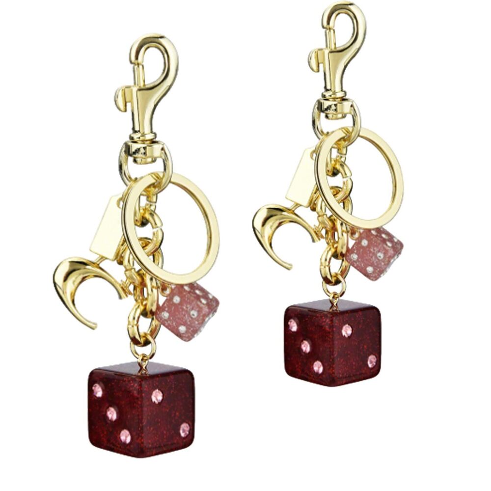 9749 2 pack Dice Crystal Drip, Red Alloys Dice, Handbag Bag Pendant Key